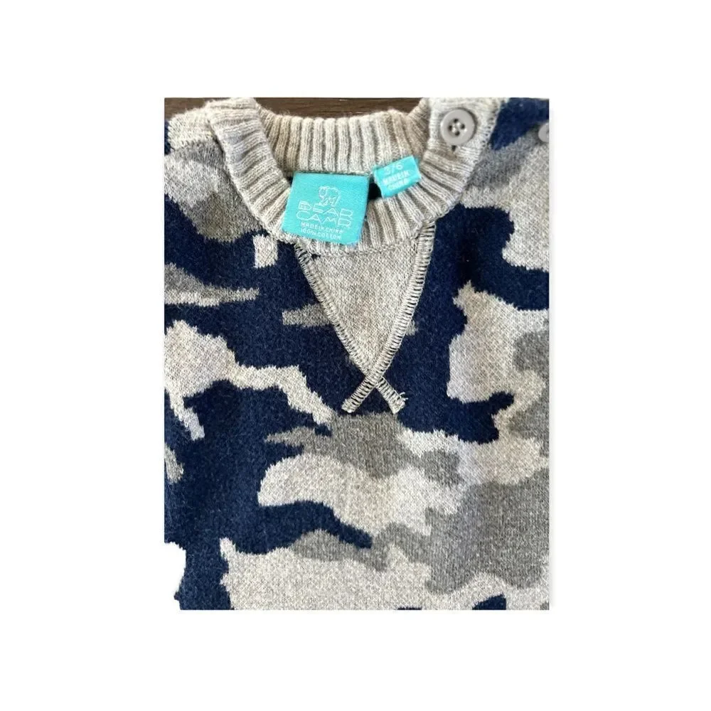 Bear Camp Blue Gray Camouflage Sweater, 3-6 months
